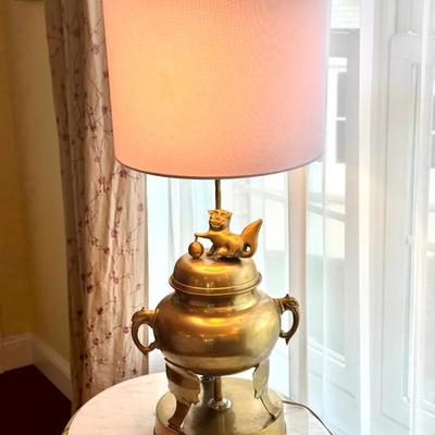 (2) Brass Foo Dog Lamps