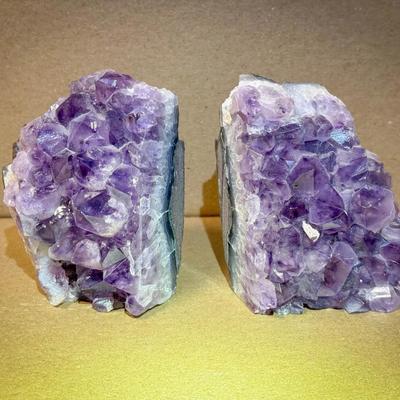 (2) Amethyst Bookends
