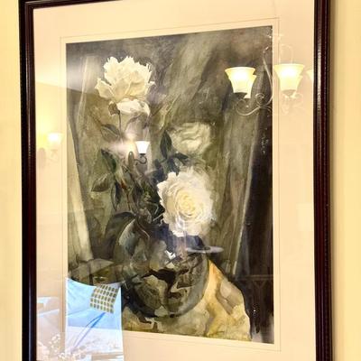 Unsigned White Rose Watercolor