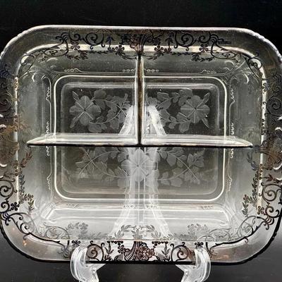 UV Reactive Vintage Divided Dish W Overlay