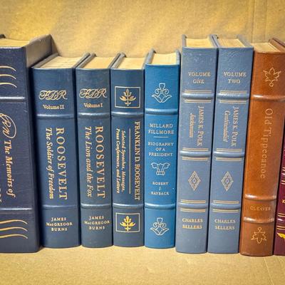 (9) Library of the Presidents Leather Bound Books – Nixon, FDR, Polk, Kennedy