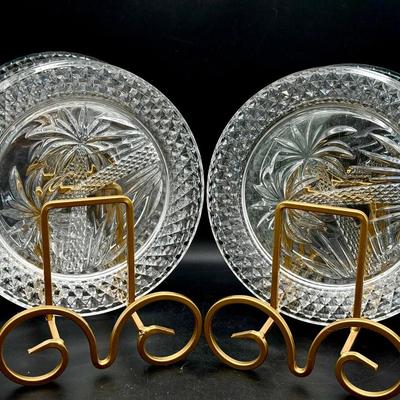 (7) Godinger Shannon Crystal "South Beach Palm" plates