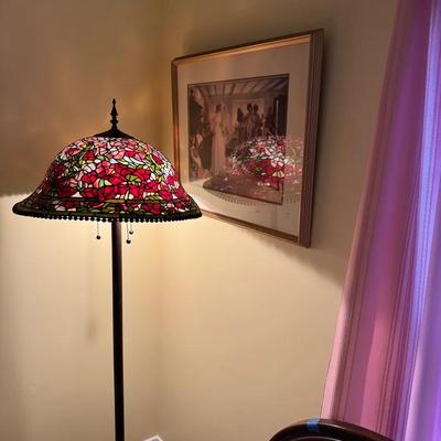 Tiffany Style Red Floral Floor Lamp