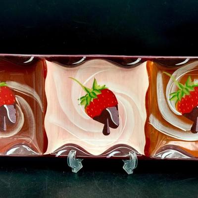 Handpainted Clay Art Strawberry Serving Dish