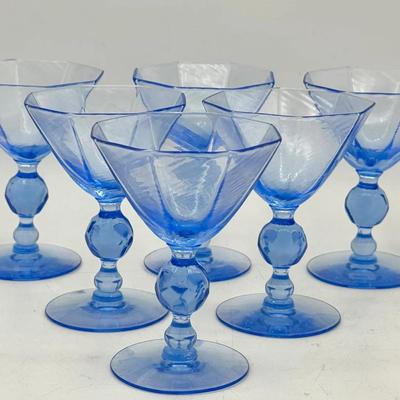 (7) Vintage Blue Goblets-UV Reactive