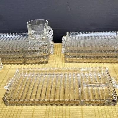 Hazel Atlas Ball & Rib Luncheon Trays & Cups (G)