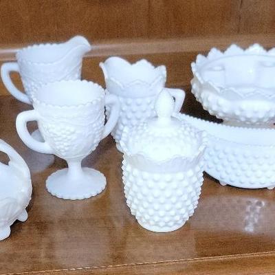8 Pieces Of Vintage Milk Glass