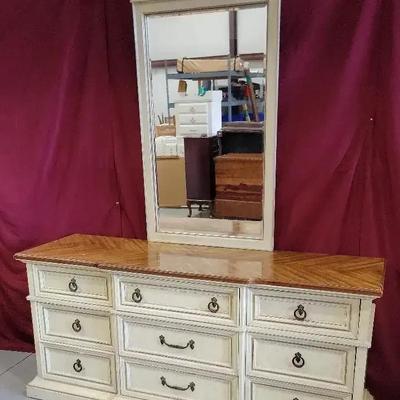 Large Dresser with attached Mirror