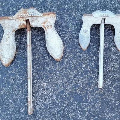 2 Vintage US Navy Boat Anchors