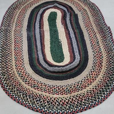 Vintage Hand Braided Rug.
