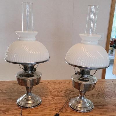 Pair Of Vintage Aladdin Kerosene Lamps.