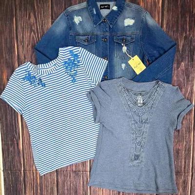"Sky's The Limit" Floral Top & "Blue Age" Denim Jacket