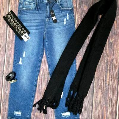 "Lucky & Blessed" High-Rise Jeans with Accessories 