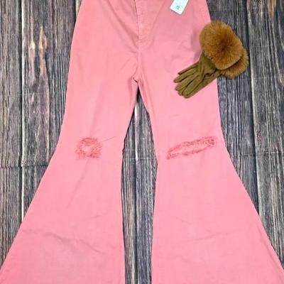 "Vibrant" High-Rise Bell Bottoms with Gloves