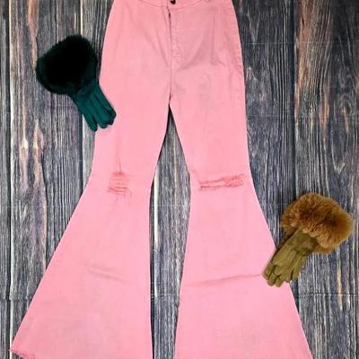"Vibrant" Blush High-Rise Bell Bottoms & Accessories 