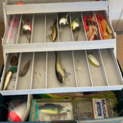 Vintage Tackle Box And Salt Water Fishing Supplies