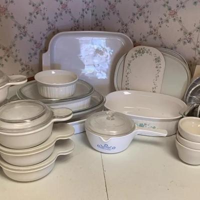 French White Pyrex, Corning Ware, Homer Laughlin and Misc