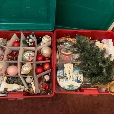 Two Christmas Ornament And Decor Boxes