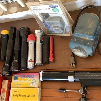 Lot Of Flashlights And Batteries Table Not Included