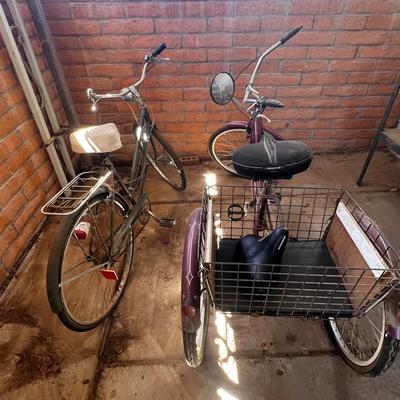 Vintage Bicycle And Vintage Adult Tricycle 