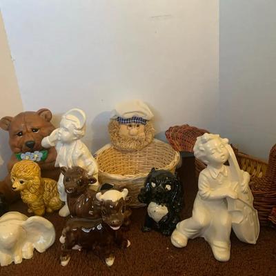 Ceramic Animal And Character Figurines And Novelty Baskets