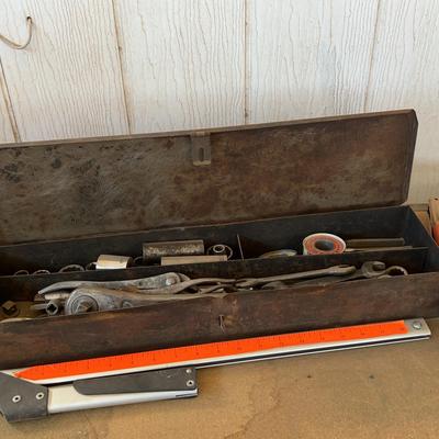 Vintage Metal Tool Box And Assortment Of Tools 