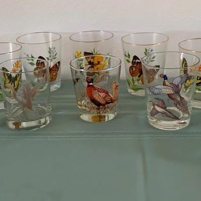 Bird And Butterfly Vintage Drinking Glasses 