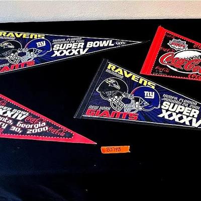 BJ173 4- Superbowl 2000 & 2001 Felt Pennants 