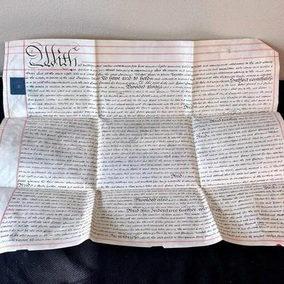 BJ182 1700 -1800 Era - Old English legal document W/ Stamp