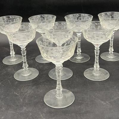 BJ243 Libbey Rock Sharpe Arctic Rose Tall Sherbet Glasses