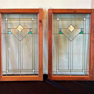 BJ378 2 - Stain Glass 34x21x2 Hanging Window Frames 