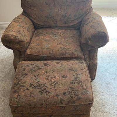 BJ312 Floral Armchair with a matching Ottoman