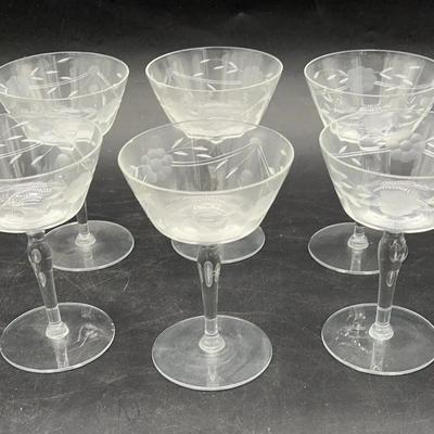 BJ249 Etched Champagne Coupe Glasses 