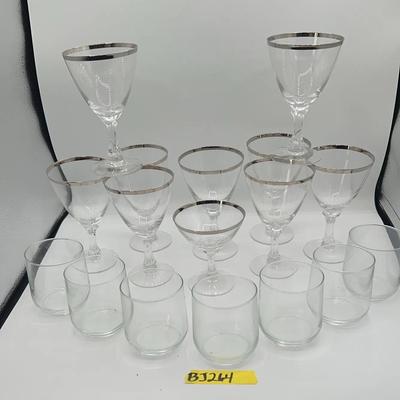 BJ264 Silver Rimmed Stemware And More