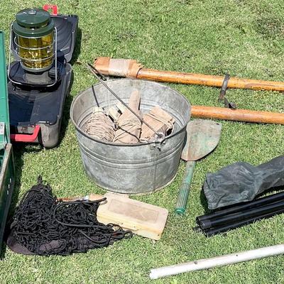 Coleman Double Stove, Coleman Lantern, Pair of Oars, Fishing net, & More