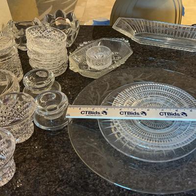 20 Pieces - Clear Glass Votives Candle Holders, Coasters Misc Dishes, Some Lead Crystal