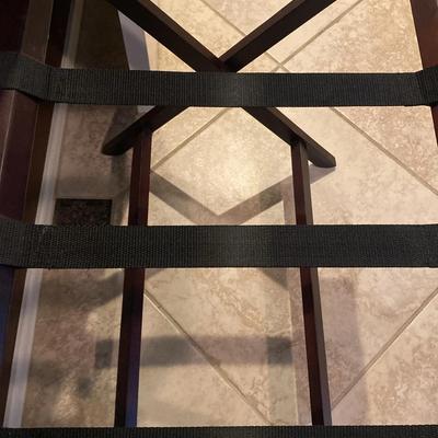 Cherry Wood Like Luggage Stand With Black Straps