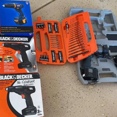 Ryobi And Black And Decker Hand Power Tool Drills With Extra Drill Bits - Original Boxes 