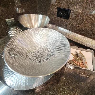 Hammered and Textured Metal Serving Ware