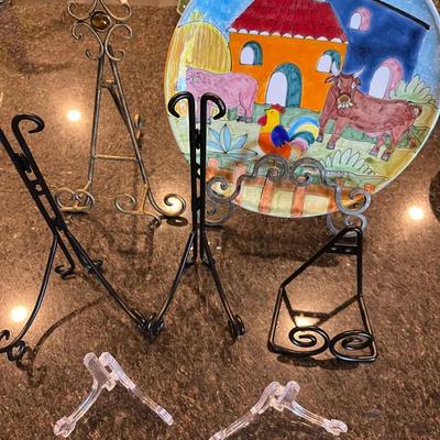 Decorative Ceramic Plate by Nino Parrucca + Variety of Plate Holders