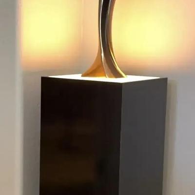 Bronze Sculpture Sits Atop A Black Light Box - COA 