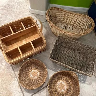 Baskets! Divided, Square, Oval, Round, Rectangle, Wicker, Seagrass, 5-piece