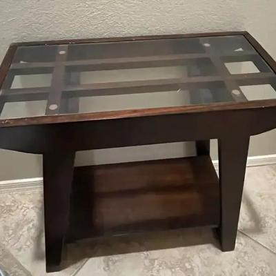 Glass Top Table with Shelf