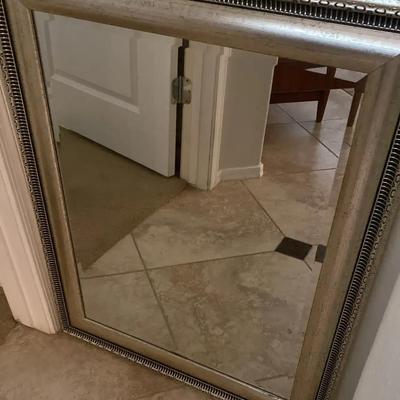 Large Silver Framed Square Mirror - 27 1/2 x 33