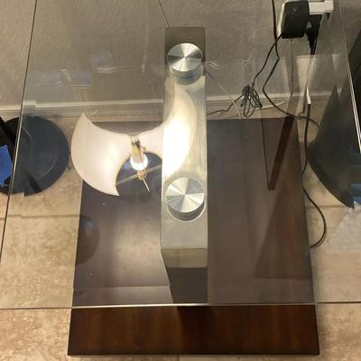 Glass Top - Modern Look - Wood & Silver Decorative End Table