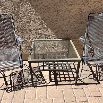 Wrought Iron Patio Set - 2 Chairs & Table