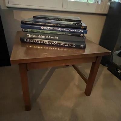 20” Table by Drexel with 7 Coffee Table Books, Atlas