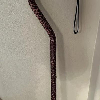 Nova Offset Handle Walking Cane, Adjustable, Leopard Print