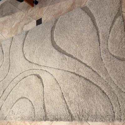 Grey Area Rug with Swirl Pattern 6x4 Rectangle