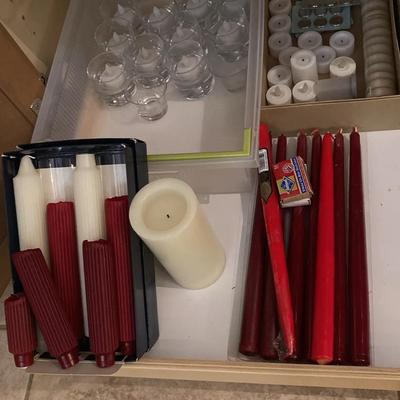 Assortment Of Candles, Battery Operated Tea Lights, Tea Lights With Glasses
